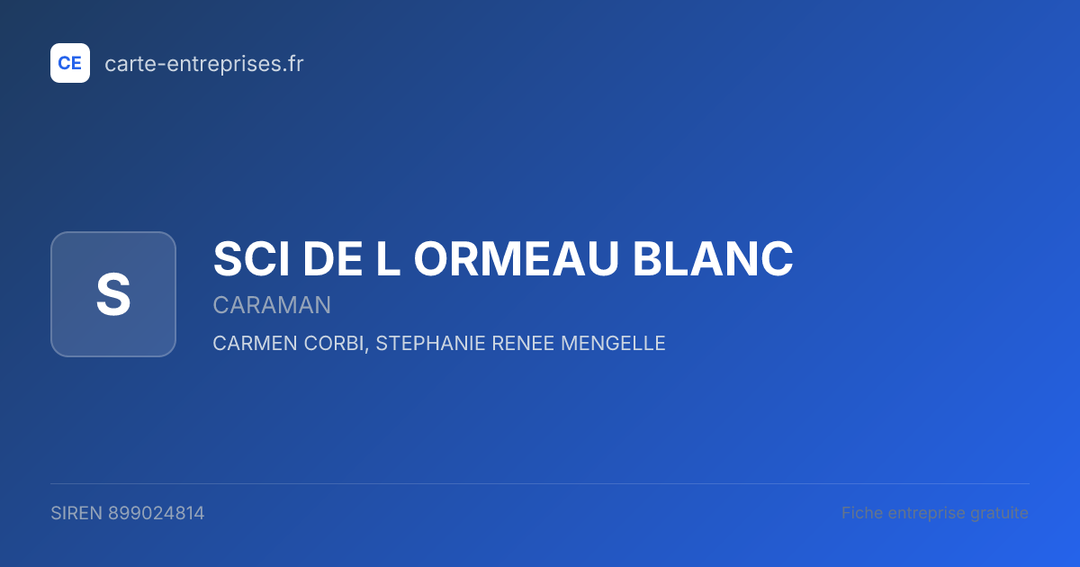 SCI DE L ORMEAU BLANC — 899024814 — fiche entreprise