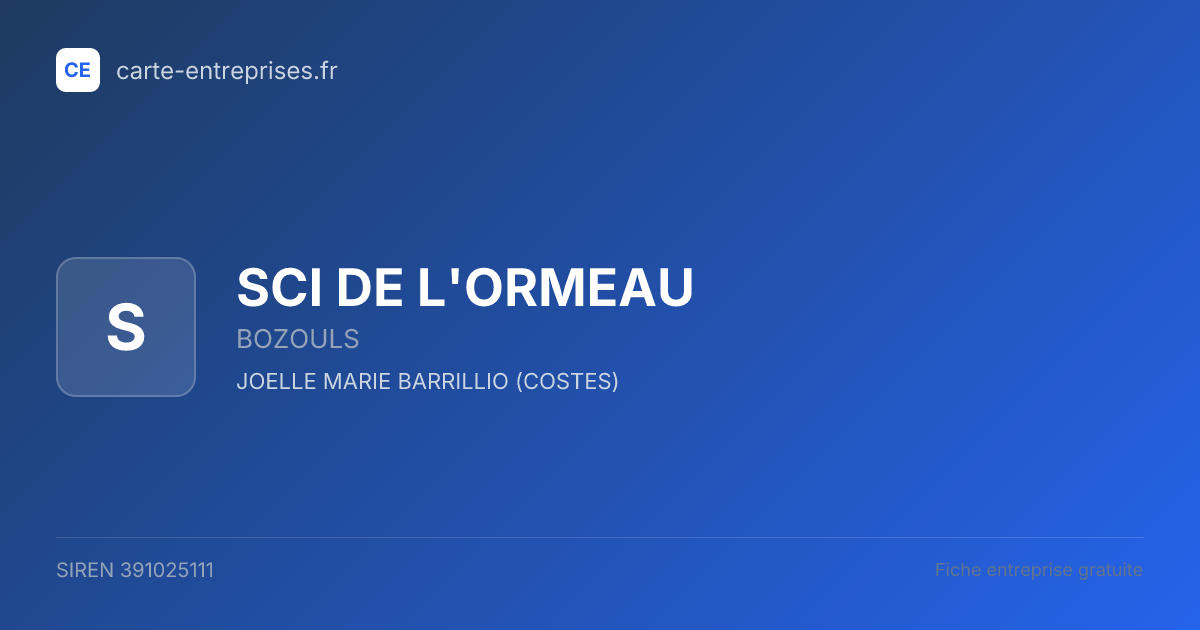 SCI DE L'ORMEAU — 391025111 — fiche entreprise