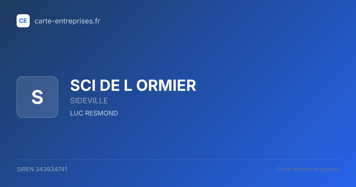 SCI DE L ORMIER — 343934741 — fiche entreprise