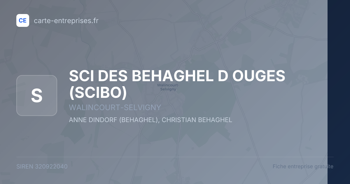 SCI DES BEHAGHEL D OUGES (SCIBO) — 320922040 — fiche entreprise