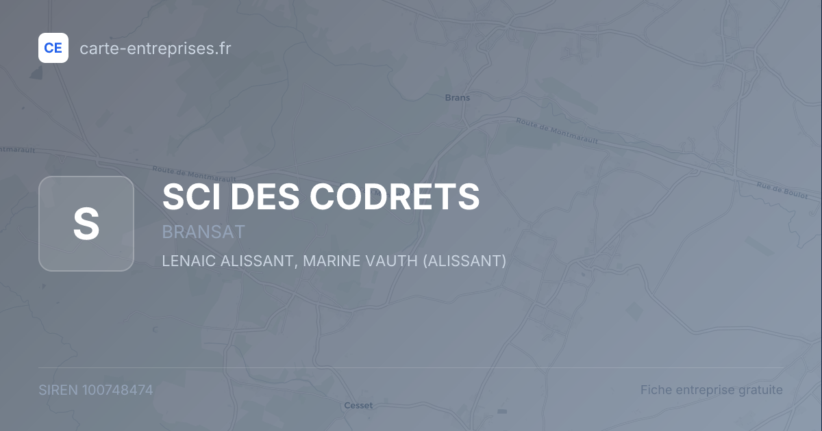 SCI DES CODRETS — 100748474 — fiche entreprise