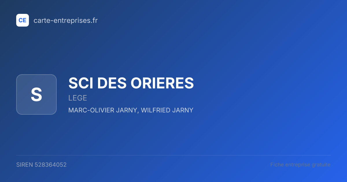 SCI DES ORIERES — 528364052 — fiche entreprise