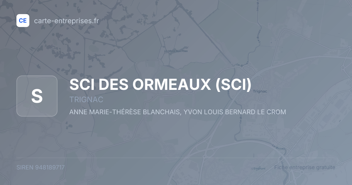 SCI DES ORMEAUX (SCI) — 948189717 — fiche entreprise