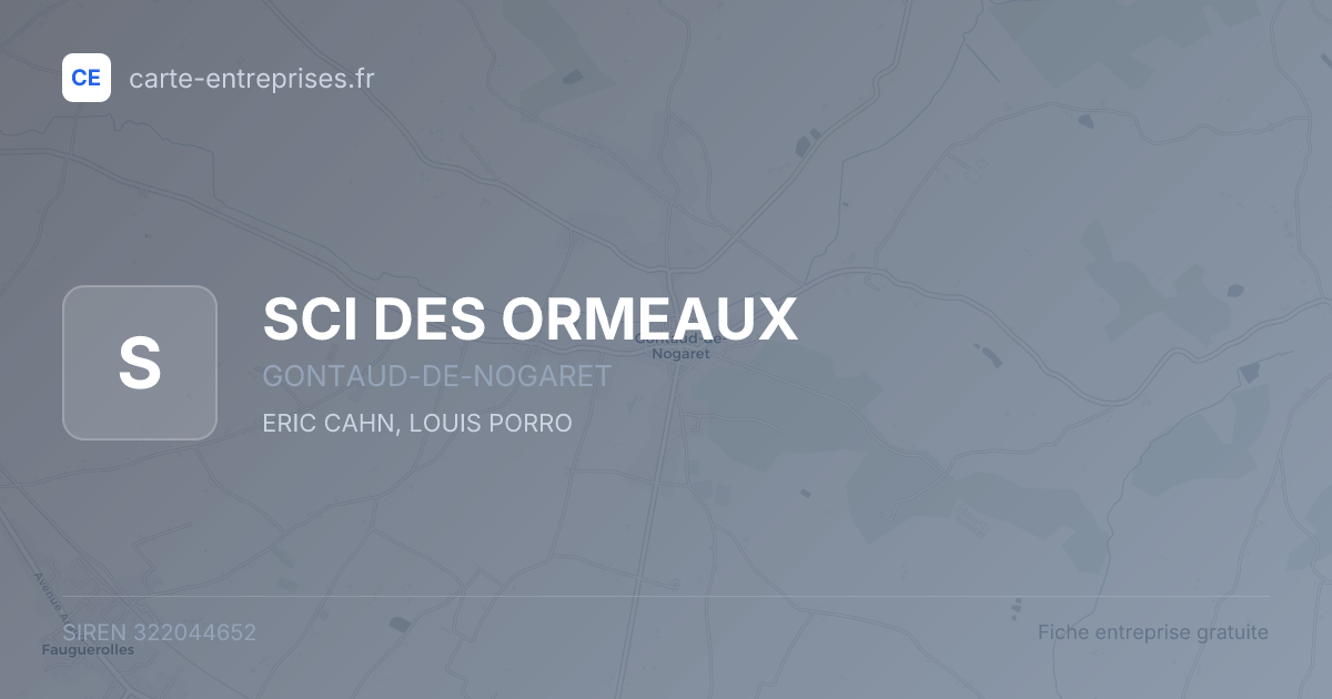 SCI DES ORMEAUX — 322044652 — fiche entreprise