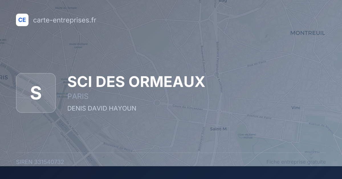 SCI DES ORMEAUX — 331540732 — fiche entreprise