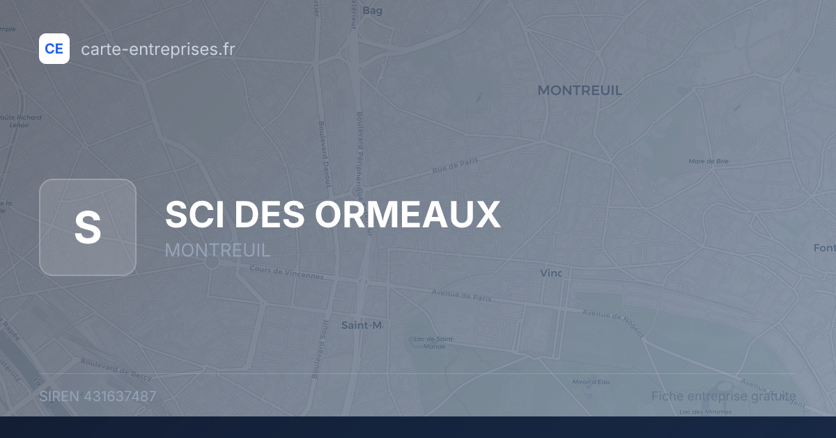 SCI DES ORMEAUX — 431637487 — fiche entreprise