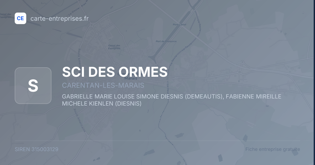 SCI DES ORMES — 315003129 — fiche entreprise