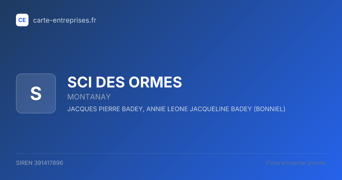 SCI DES ORMES — 391417896 — fiche entreprise