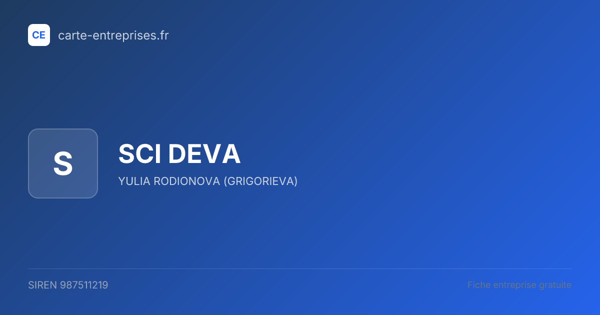 SCI DEVA — 987511219 — fiche entreprise