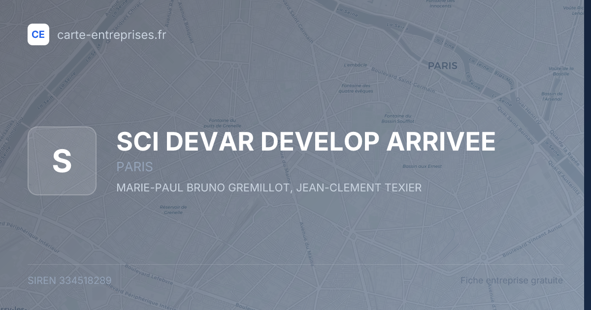 SCI DEVAR DEVELOP ARRIVEE — 334518289 — fiche entreprise