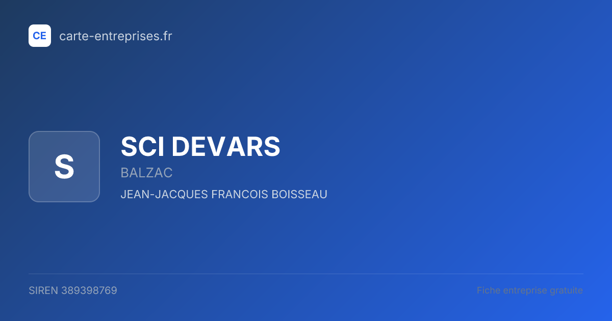 SCI DEVARS — 389398769 — fiche entreprise