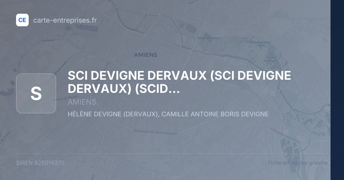 SCI DEVIGNE DERVAUX (SCI DEVIGNE DERVAUX) (SCIDEVIGNEDERVAUX) — 925014375 — fiche entreprise