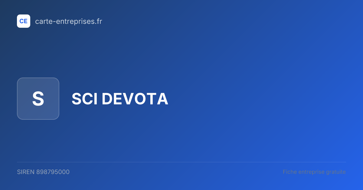 SCI DEVOTA — 898795000 — fiche entreprise
