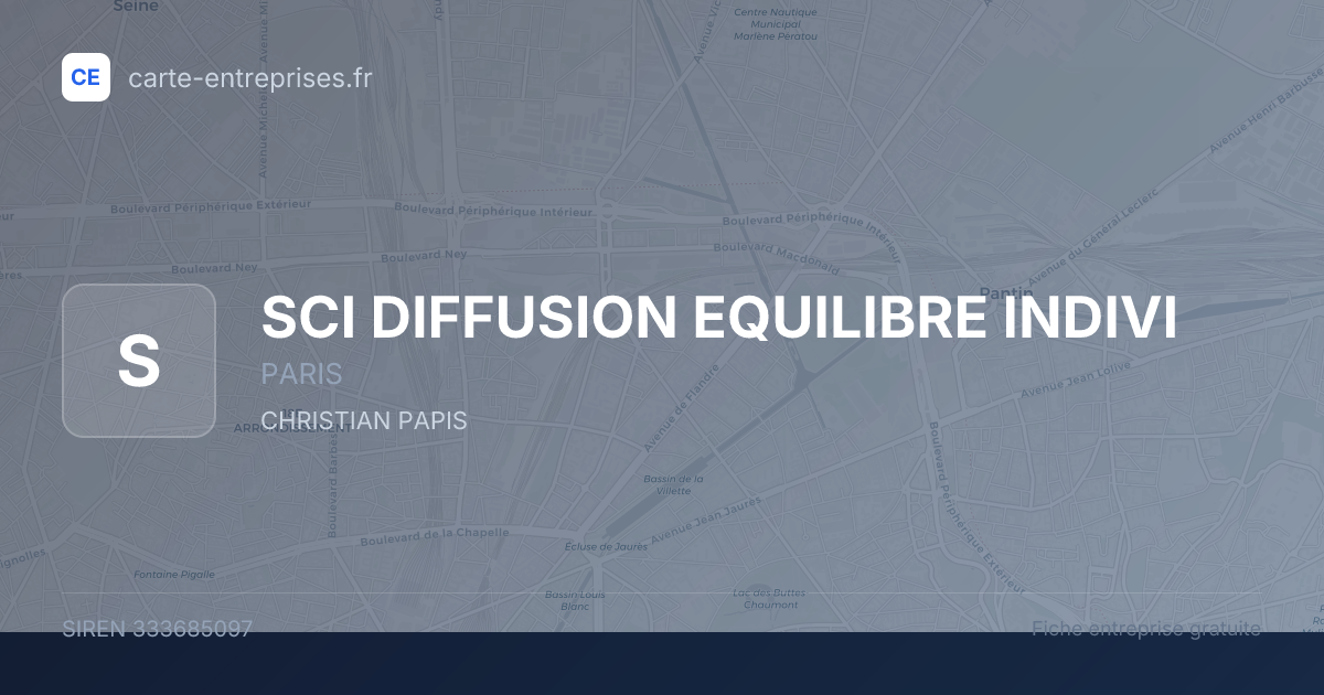 SCI DIFFUSION EQUILIBRE INDIVI — 333685097 — fiche entreprise
