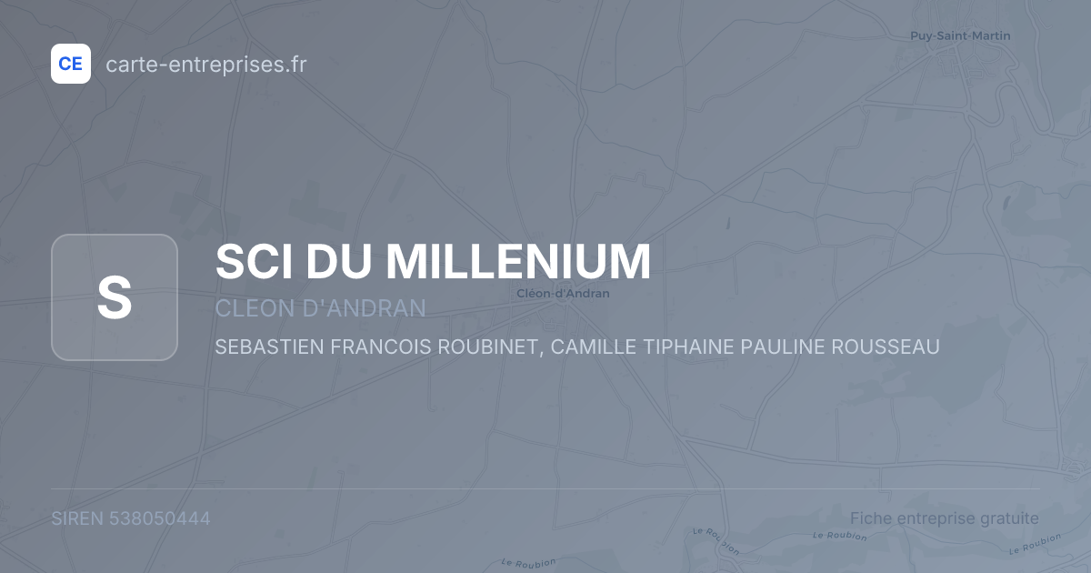 SCI DU MILLENIUM — 538050444 — fiche entreprise