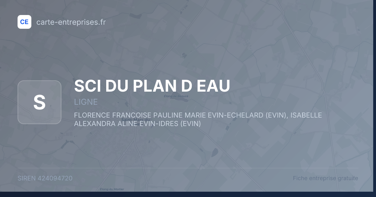 SCI DU PLAN D EAU — 424094720 — fiche entreprise