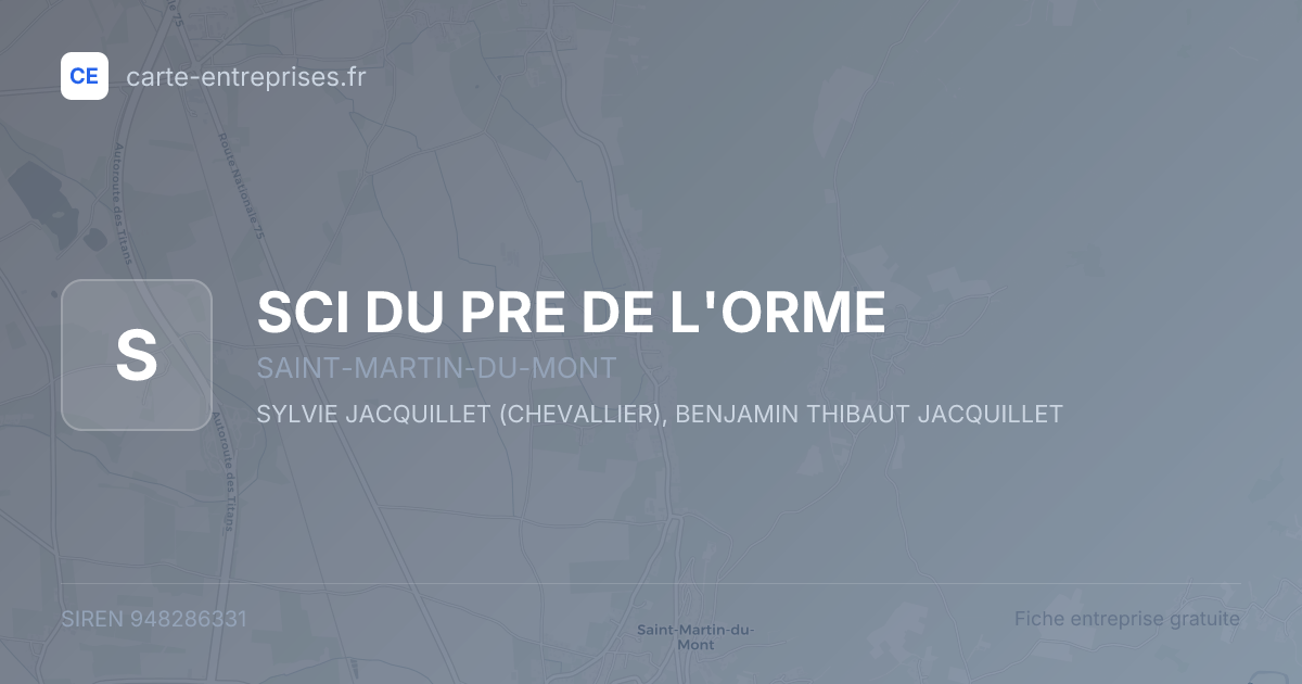 SCI DU PRE DE L'ORME — 948286331 — fiche entreprise