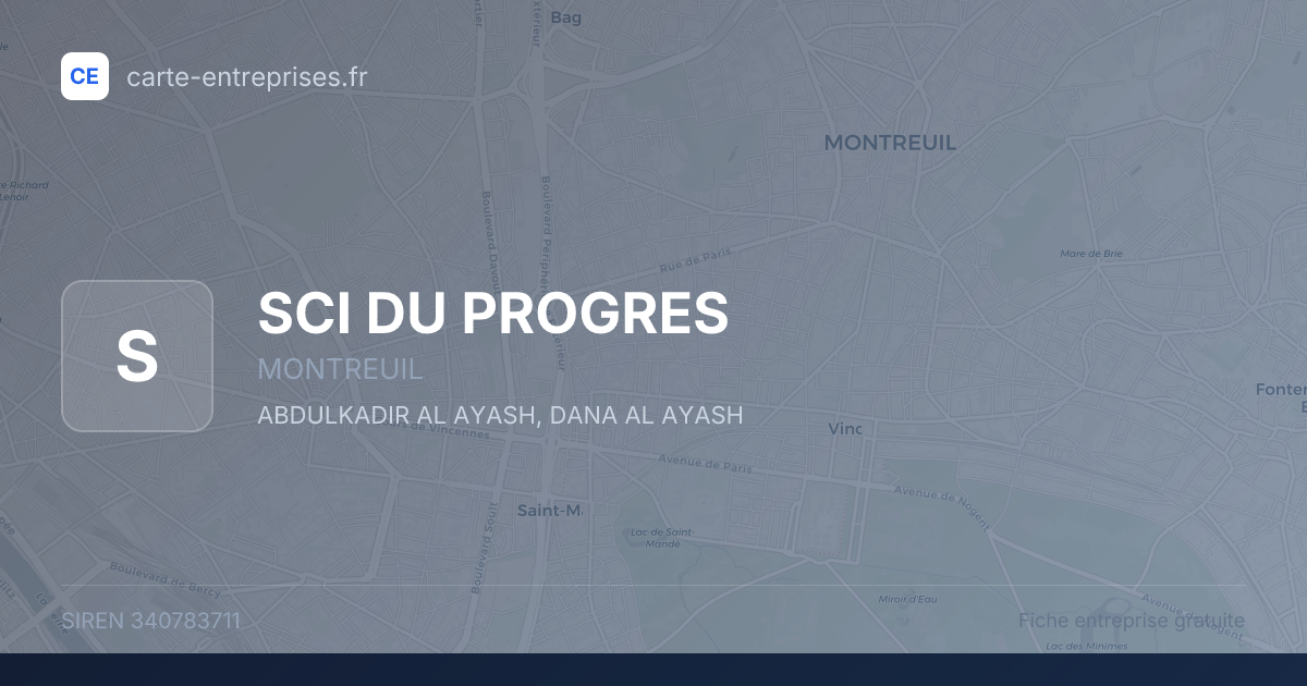 SCI DU PROGRES — 340783711 — fiche entreprise