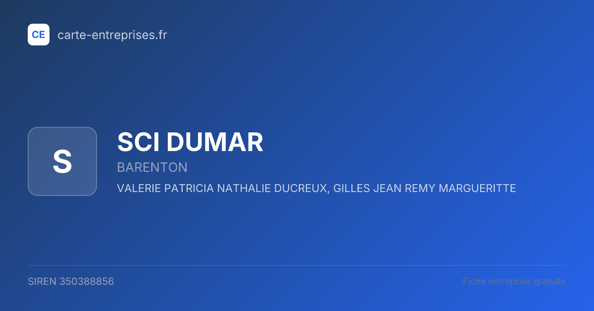 SCI DUMAR — 350388856 — fiche entreprise