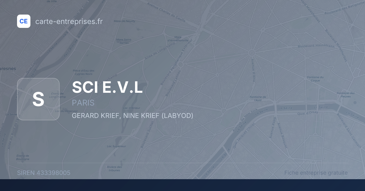 SCI  E.V.L — 433398005 — fiche entreprise