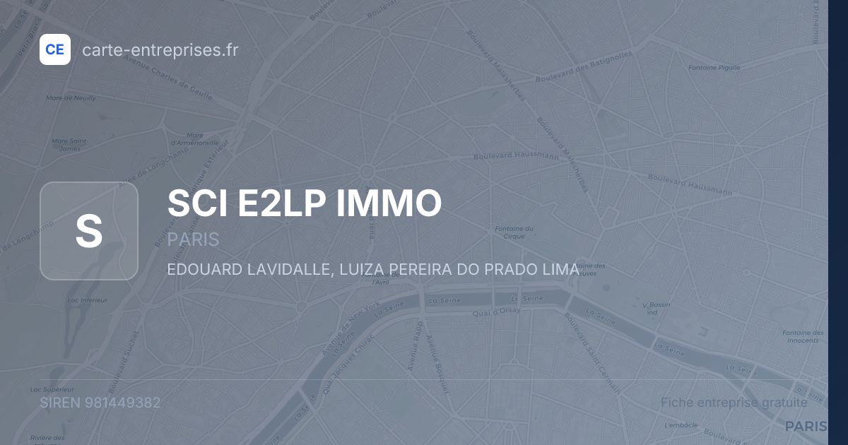 SCI E2LP IMMO — 981449382 — fiche entreprise