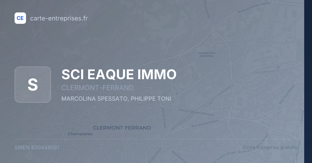 SCI EAQUE IMMO — 800448581 — fiche entreprise
