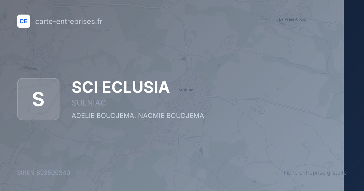 SCI ECLUSIA — 892509340 — fiche entreprise