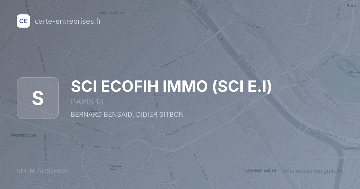 SCI ECOFIH IMMO (SCI E.I) — 792326589 — fiche entreprise