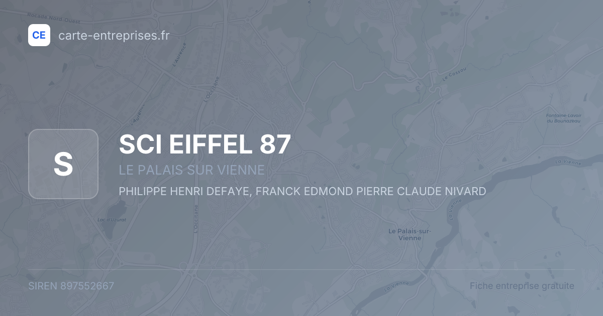 SCI EIFFEL 87 — 897552667 — fiche entreprise