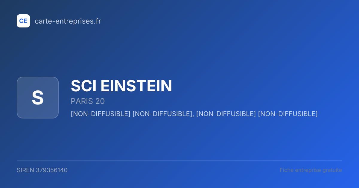 SCI EINSTEIN — 379356140 — fiche entreprise