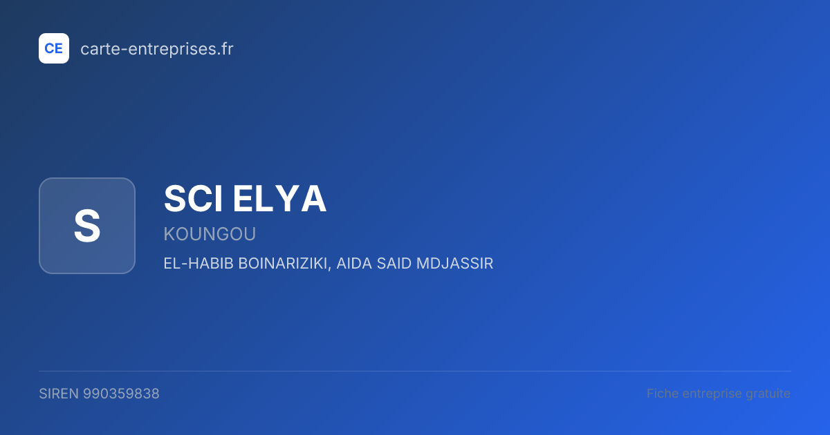 SCI ELYA — 990359838 — fiche entreprise