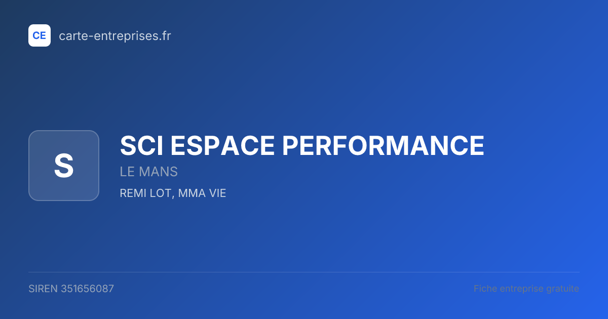 SCI ESPACE PERFORMANCE — 351656087 — fiche entreprise