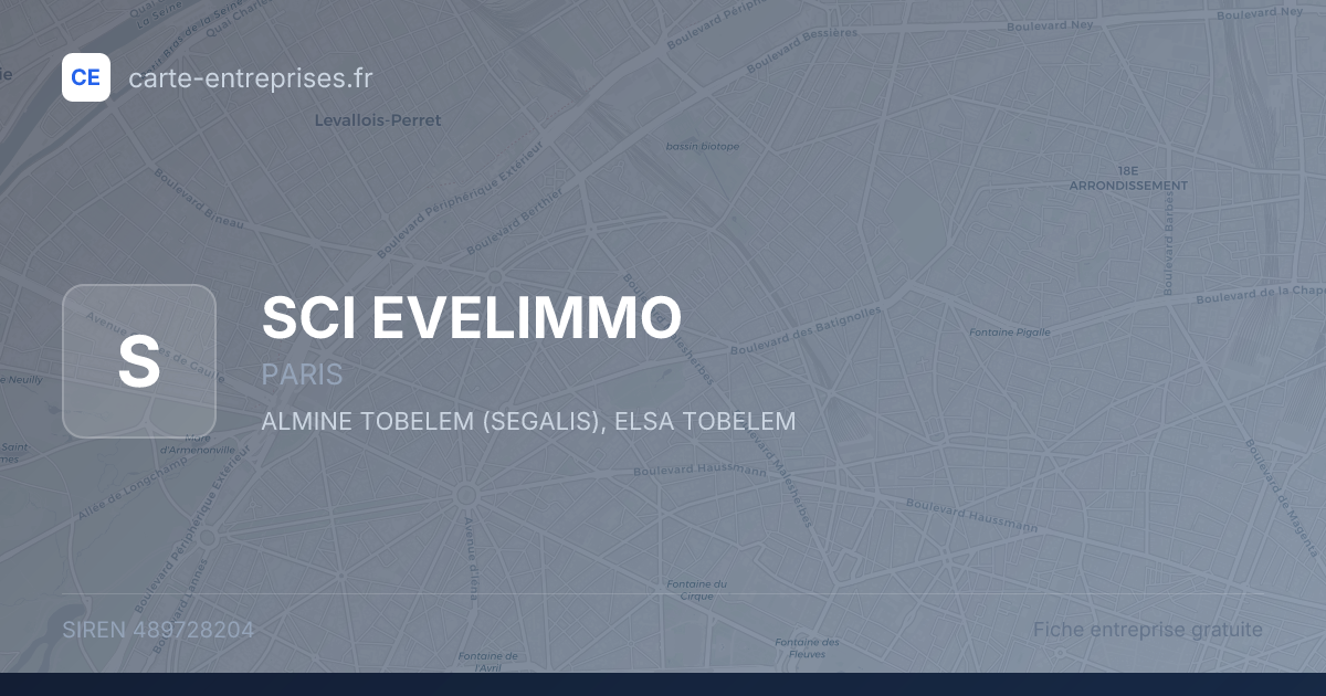 SCI EVELIMMO — 489728204 — fiche entreprise