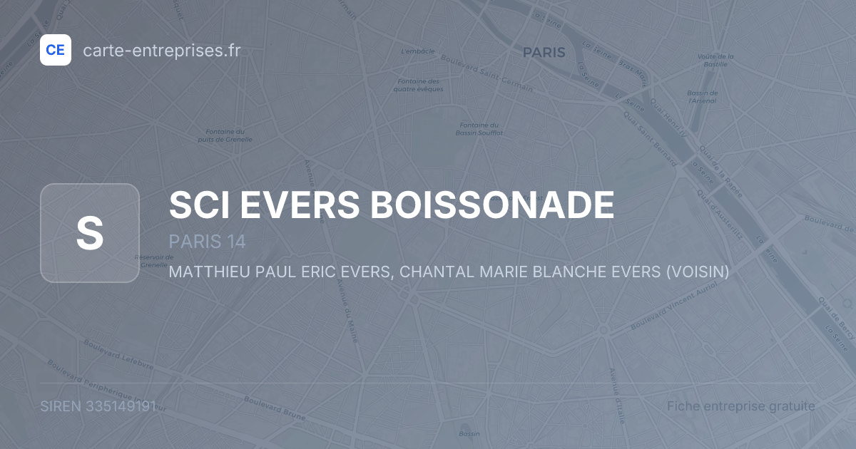 SCI EVERS BOISSONADE — 335149191 — fiche entreprise