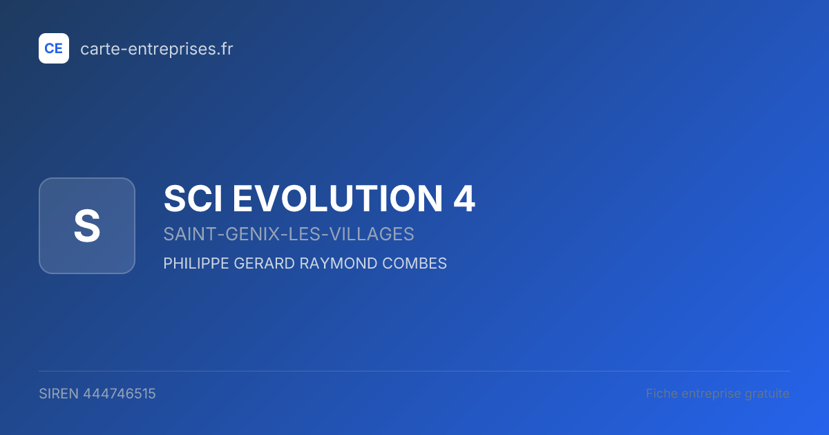 SCI EVOLUTION 4 — 444746515 — fiche entreprise