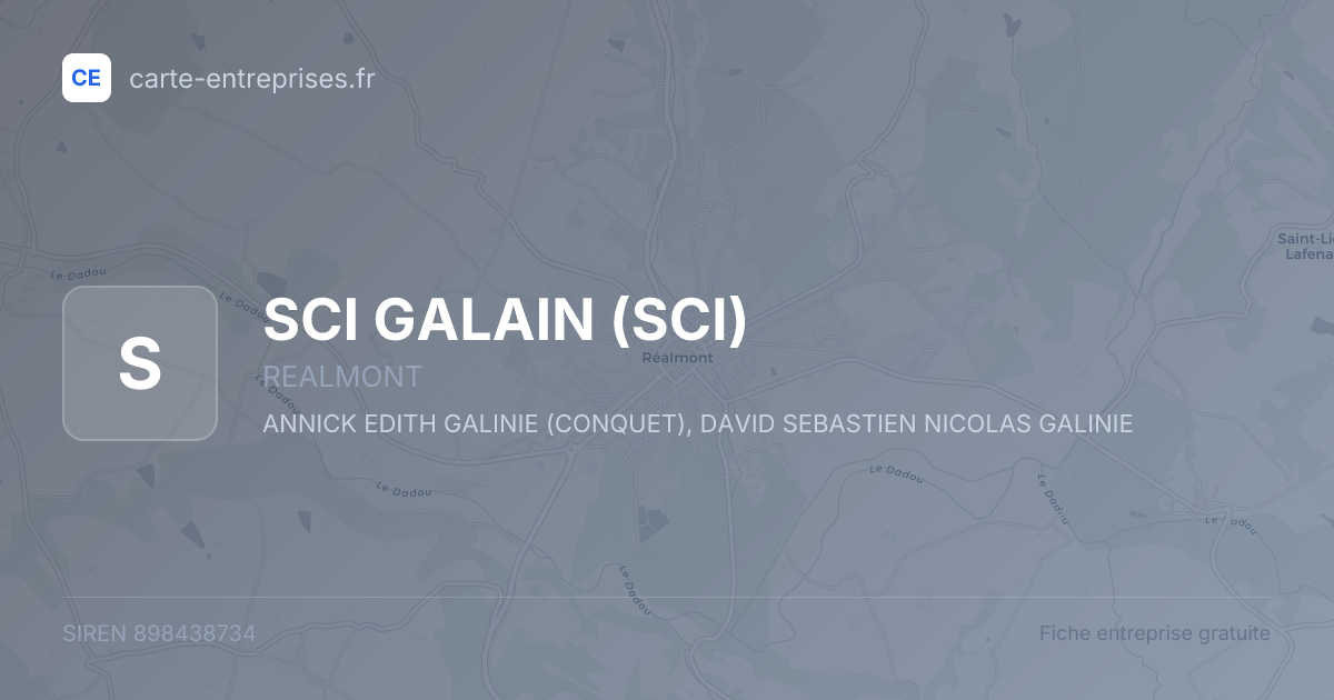 SCI GALAIN (SCI) — 898438734 — fiche entreprise
