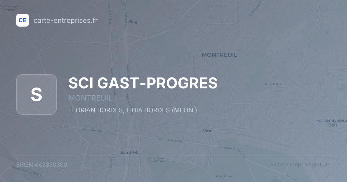 SCI GAST-PROGRES — 443850300 — fiche entreprise