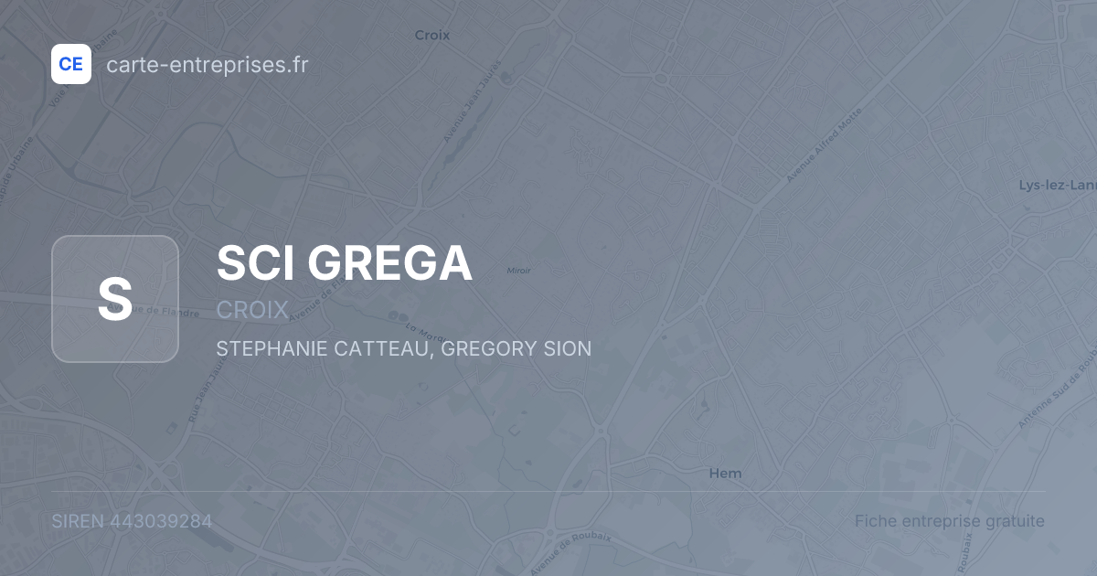 SCI GREGA — 443039284 — fiche entreprise