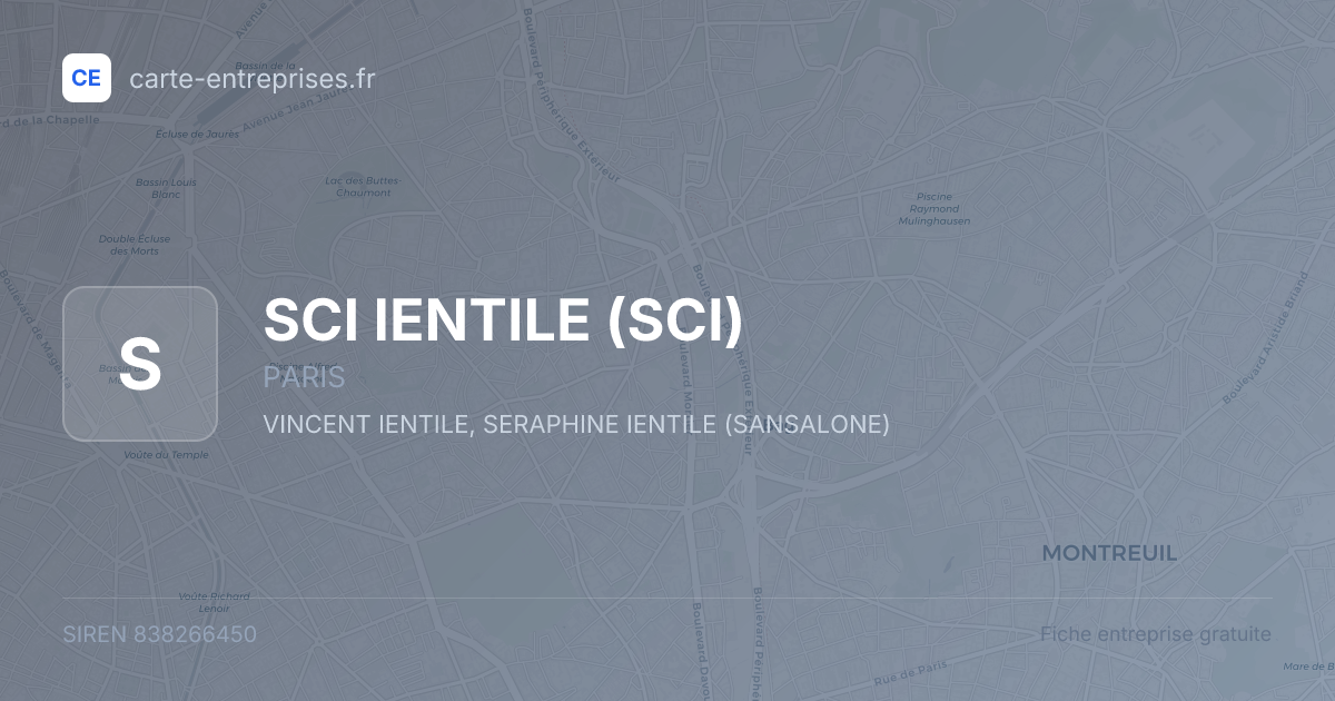 SCI IENTILE (SCI) — 838266450 — fiche entreprise