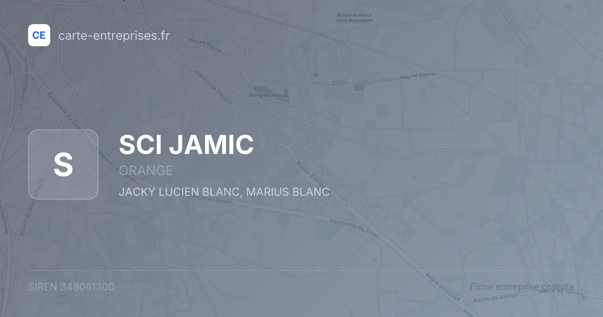 SCI JAMIC — 348061300 — fiche entreprise