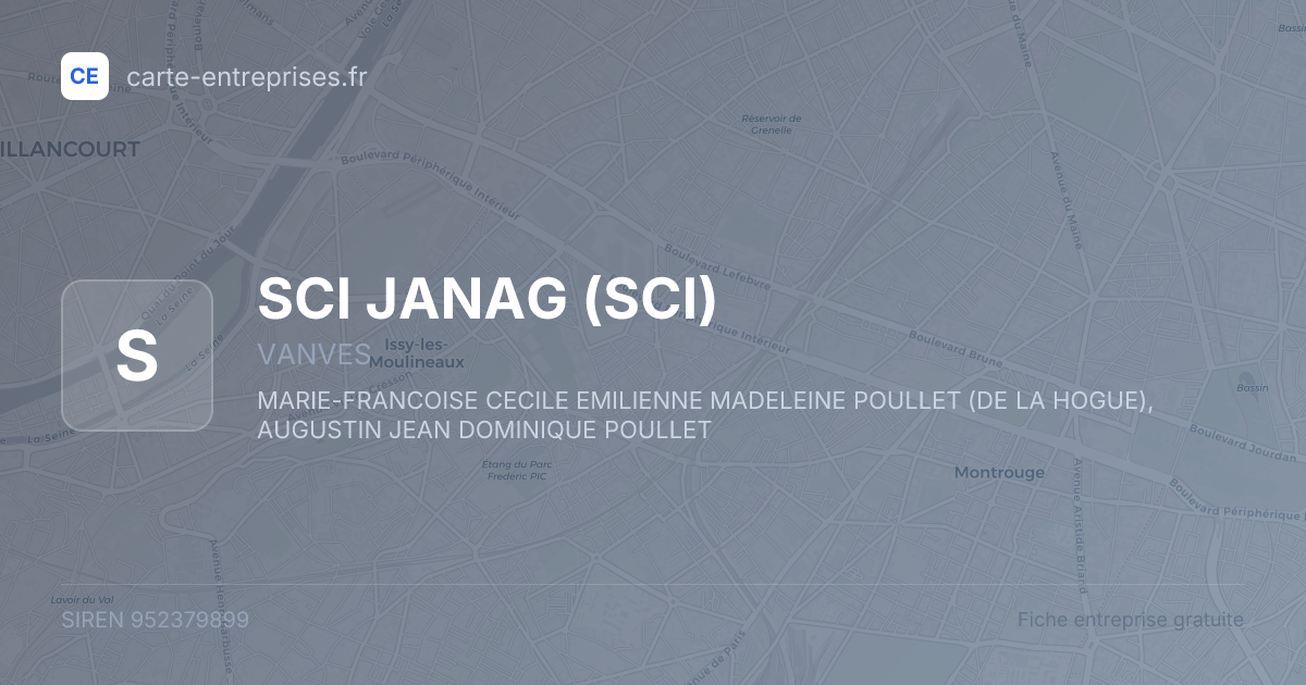 SCI JANAG (SCI) — 952379899 — fiche entreprise