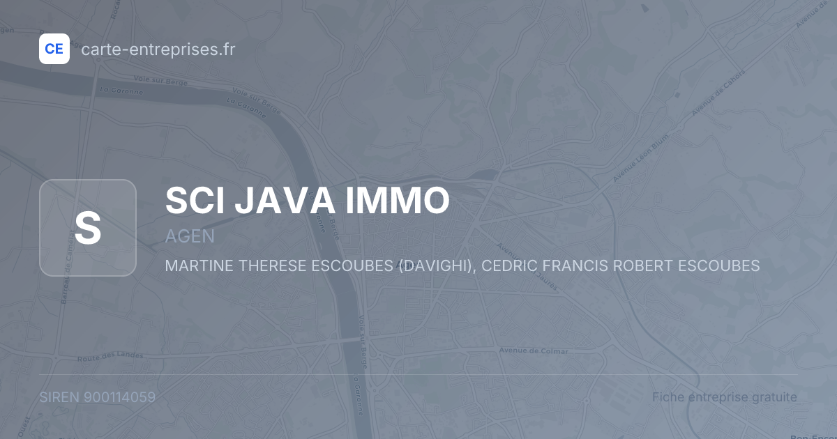 SCI JAVA IMMO — 900114059 — fiche entreprise