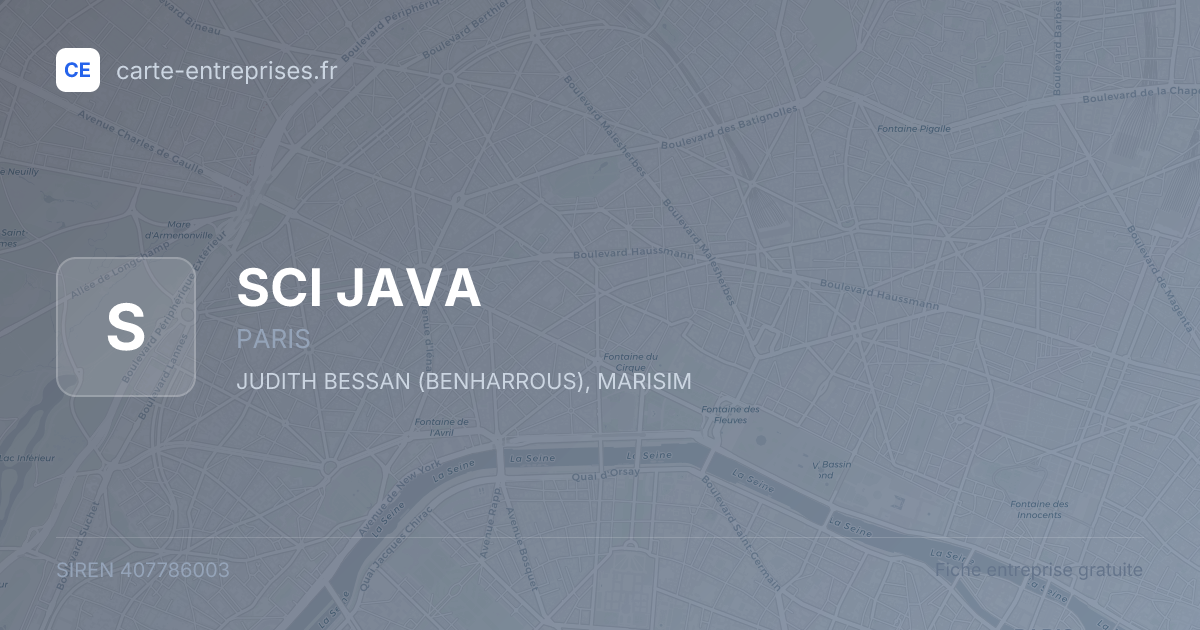 SCI JAVA — 407786003 — fiche entreprise