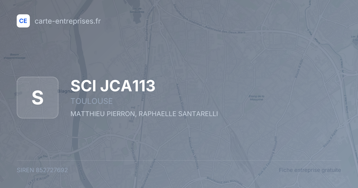 SCI JCA113 — 852727692 — fiche entreprise