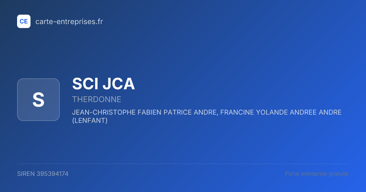 SCI JCA — 395394174 — fiche entreprise