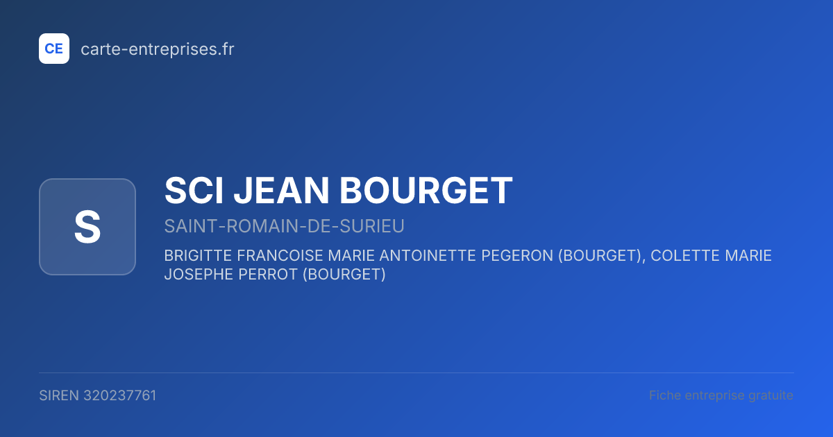 SCI JEAN BOURGET — 320237761 — fiche entreprise