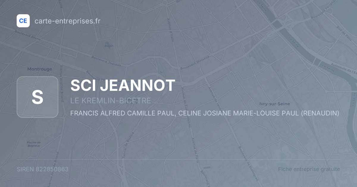 SCI JEANNOT — 822850863 — fiche entreprise