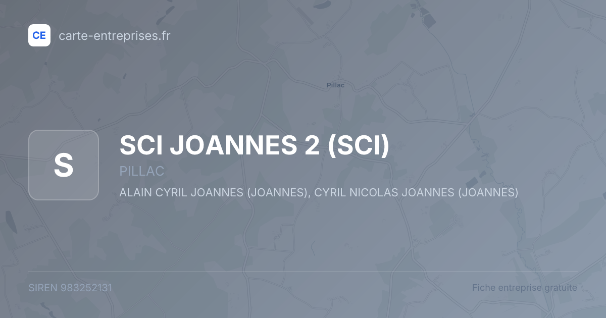 SCI JOANNES 2 (SCI) — 983252131 — fiche entreprise