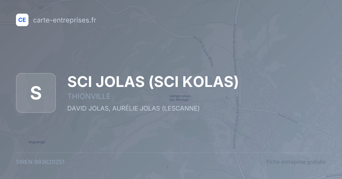 SCI JOLAS (SCI KOLAS) — 993620251 — fiche entreprise