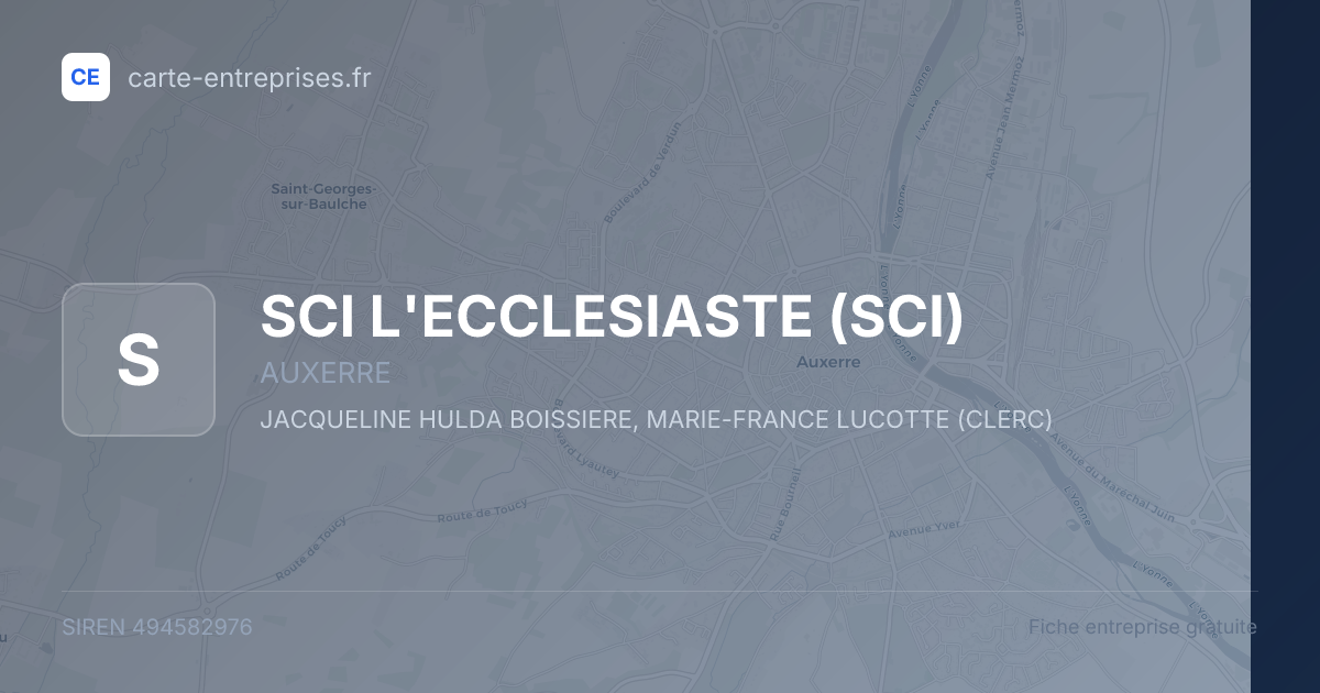 SCI L'ECCLESIASTE (SCI) — 494582976 — fiche entreprise